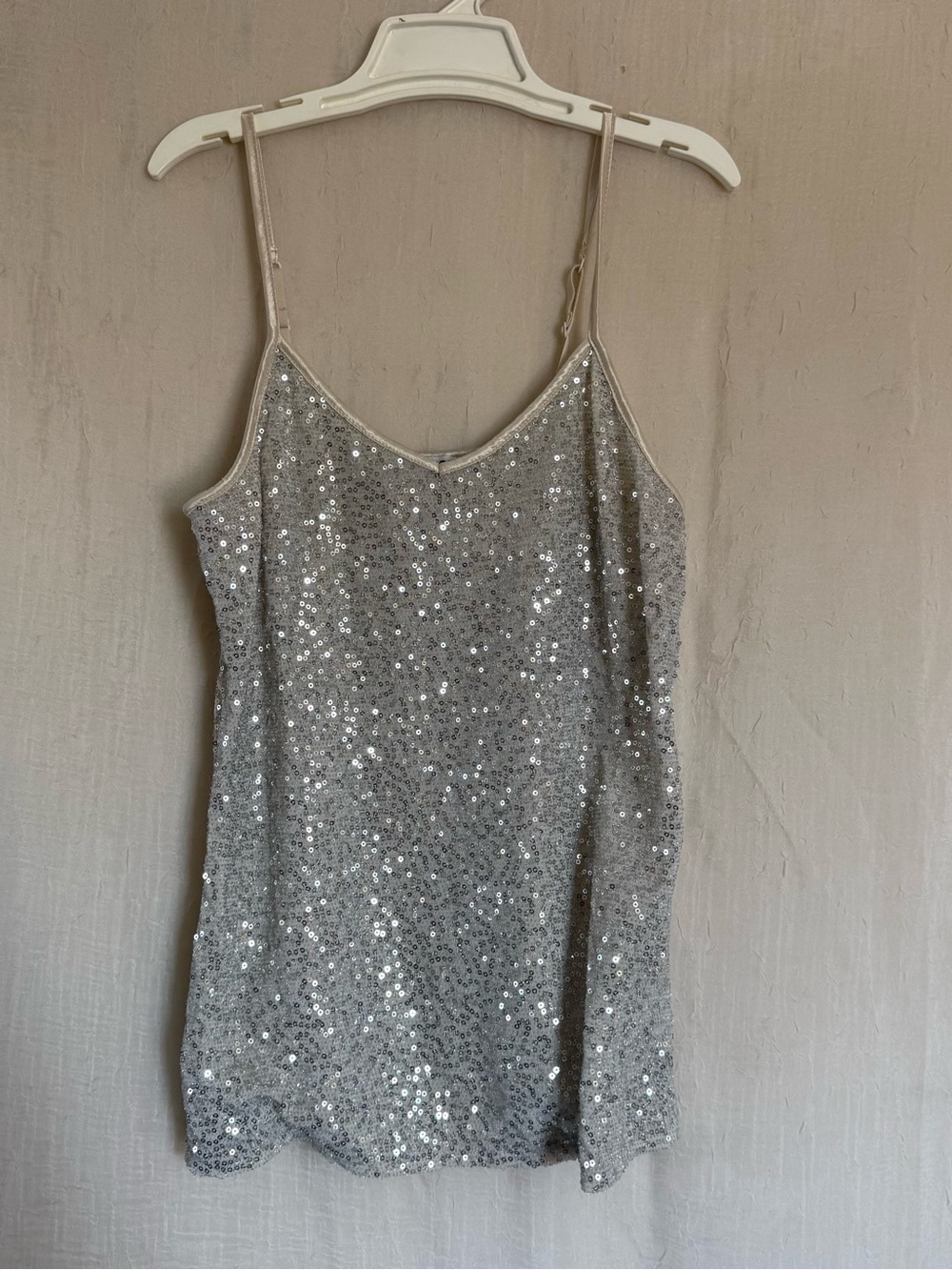 Express Silver Sequin Spaghetti Strap Camisole